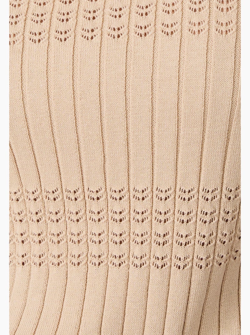 Pull à côtes ajourées - damart Marron - Kiabi