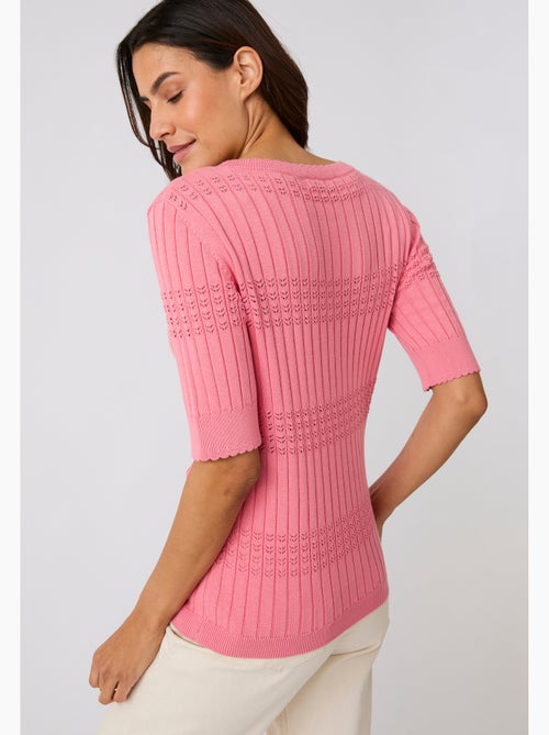 Pull à côtes ajourées - Damart - Kiabi