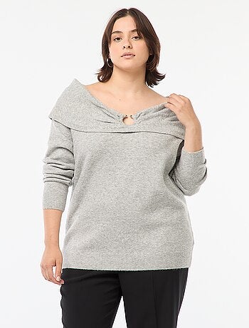 Pull à encolure bardot avec détail poitrine