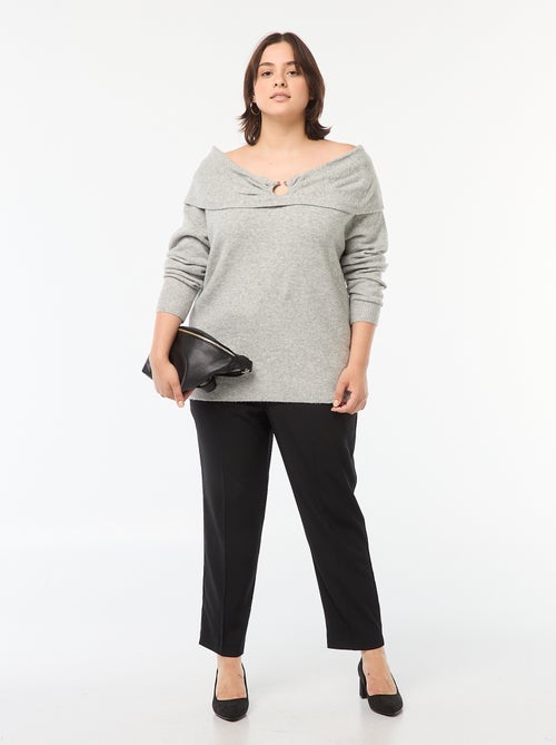 Pull à encolure bardot avec détail poitrine - Kiabi