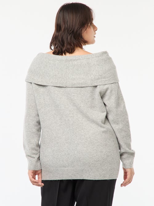 Pull à encolure bardot avec détail poitrine - Kiabi