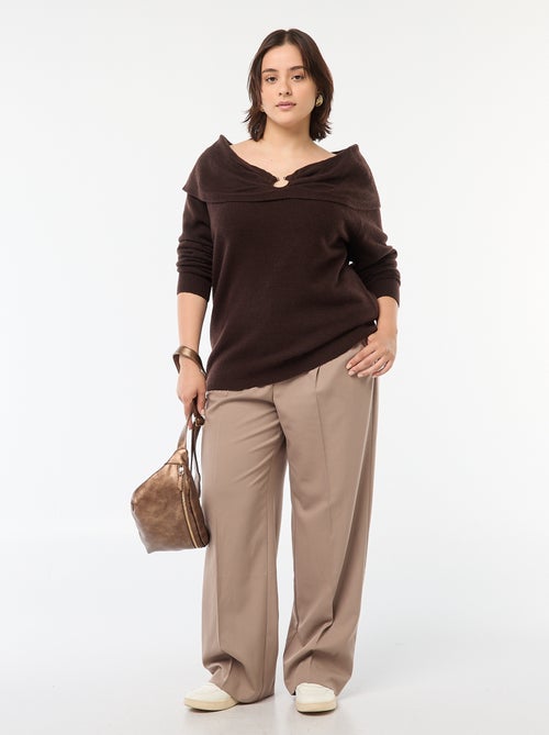 Pull à encolure bardot avec détail poitrine - Kiabi