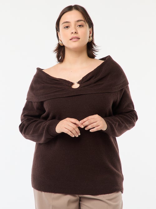 Pull à encolure bardot avec détail poitrine - Kiabi