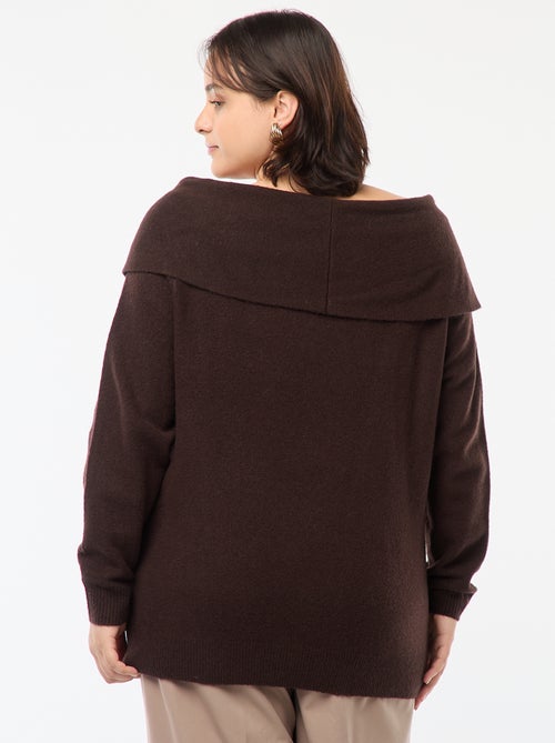 Pull à encolure bardot avec détail poitrine - Kiabi