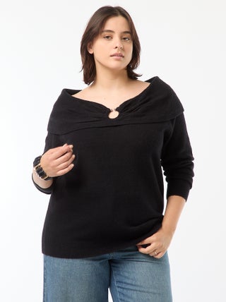 Pull à encolure bardot avec détail poitrine