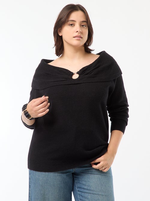 Pull à encolure bardot avec détail poitrine - Kiabi