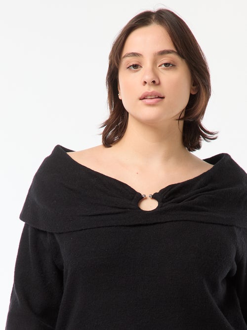 Pull à encolure bardot avec détail poitrine - Kiabi