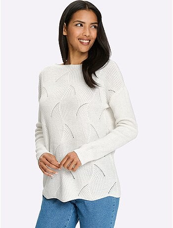 Pull à encolure en u avec motif tricoté et manches longues - taille standard - moda vilona