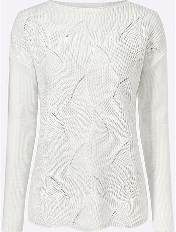 Pull à encolure en u avec motif tricoté et manches longues - taille standard - moda vilona