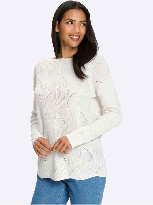 Pull à encolure en U avec motif tricoté et manches longues - Taille standard - Moda Vilona - Kiabi Pull à encolure en U avec motif tricoté et manches longues - Taille standard - Moda Vilona - Kiabi