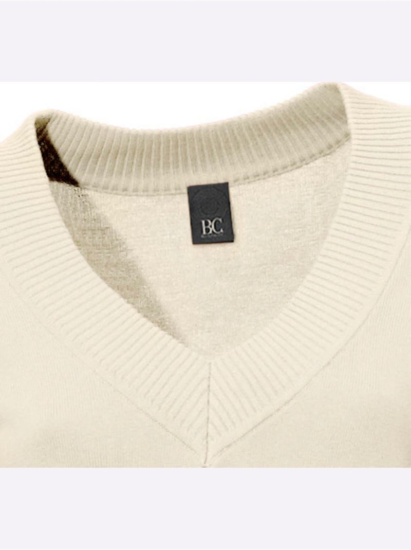 Pull à Encolure En V - Taille Standard - Helline Blanc cassé - Kiabi