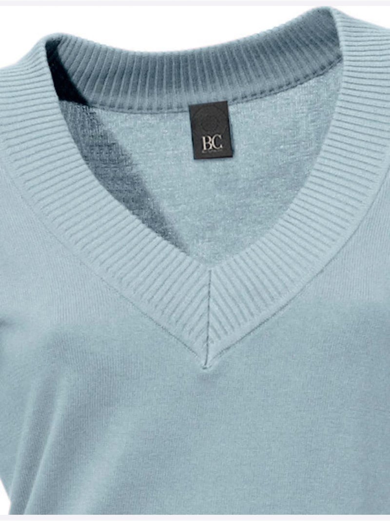 Pull à Encolure En V - Taille Standard - Helline Bleu - Kiabi