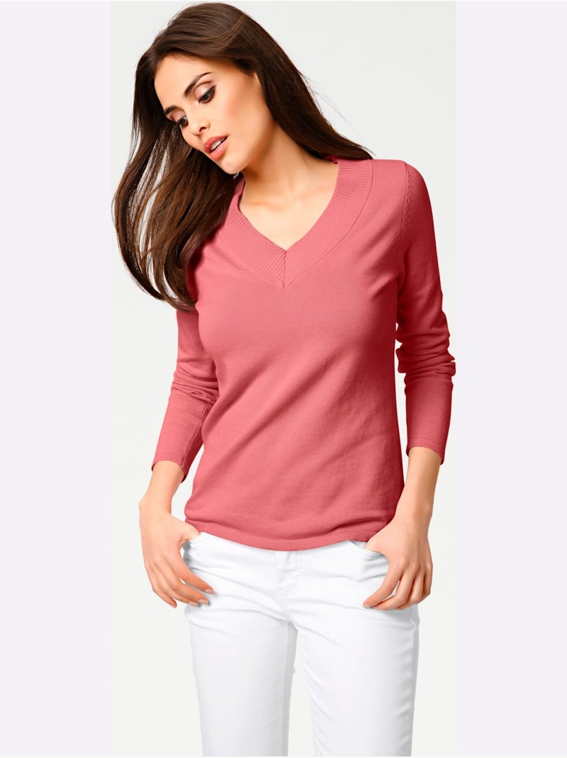 Pull à Encolure En V - Taille Standard - Helline Corail - Kiabi