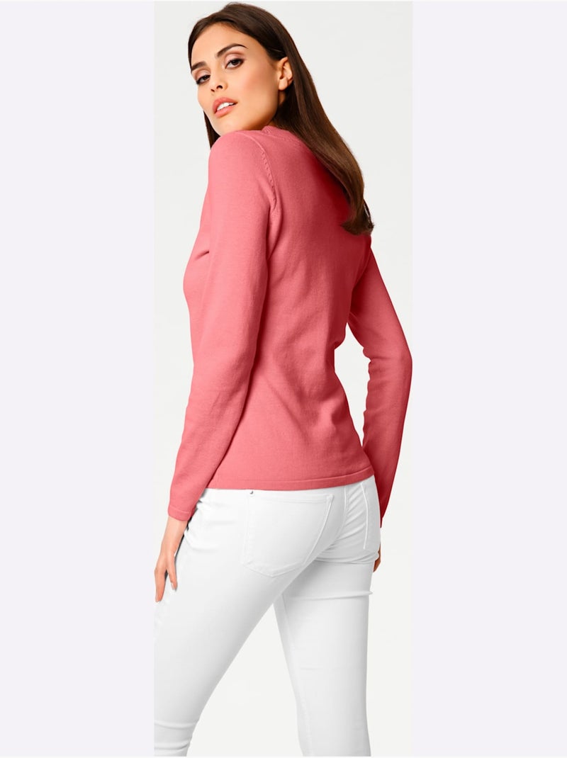 Pull à Encolure En V - Taille Standard - Helline Corail - Kiabi