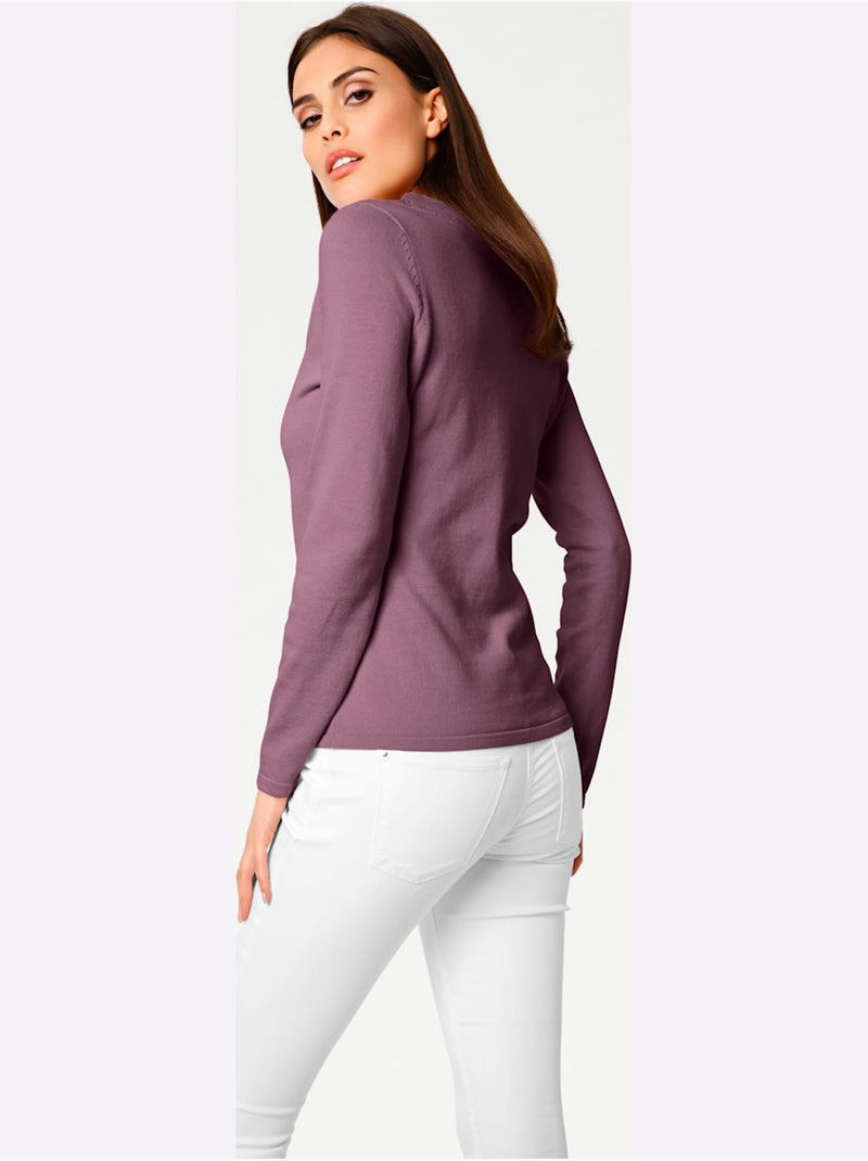 Pull à Encolure En V - Taille Standard - Helline Mauve - Kiabi