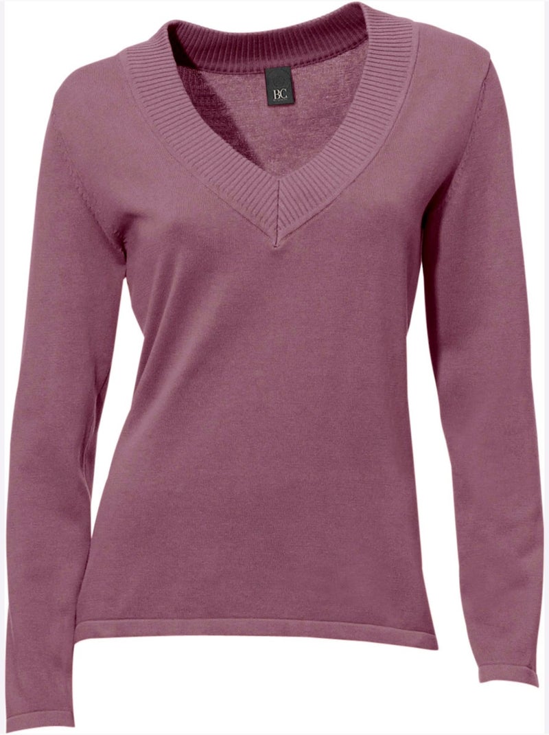 Pull à Encolure En V - Taille Standard - Helline Mauve - Kiabi