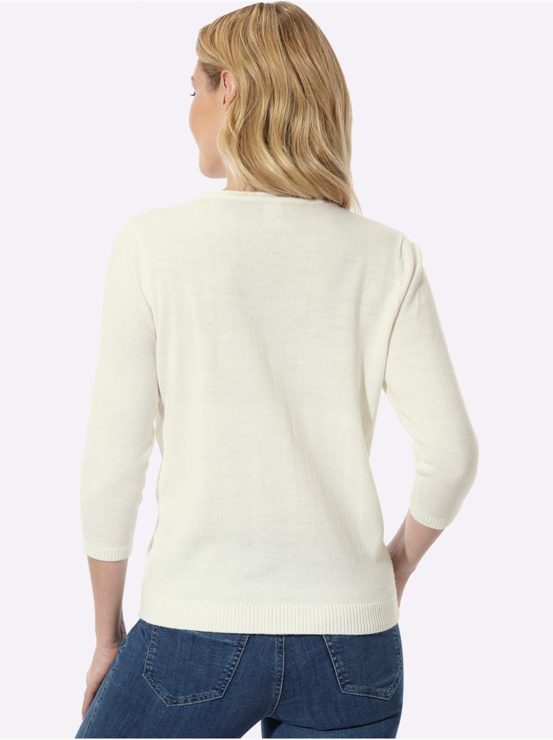 Pull à encolure en v - taille standard - moda vilona Ecru - Kiabi