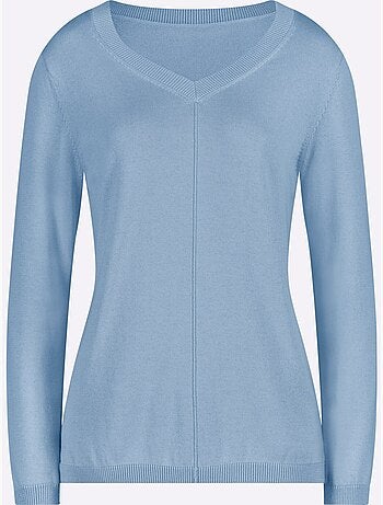 Pull tricoté en coton pima col en v et manches longues - taille standard - witt