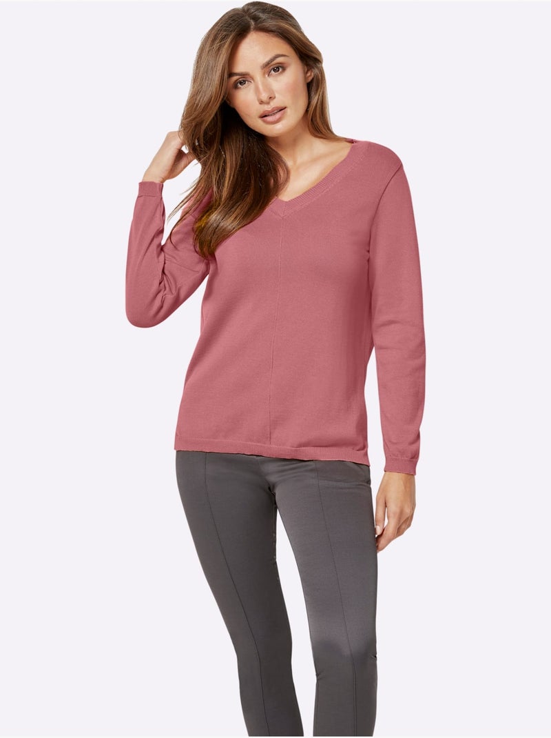 Pull à encolure en v 100% coton pima - taille standard - witt Bruyère/Menthe - Kiabi