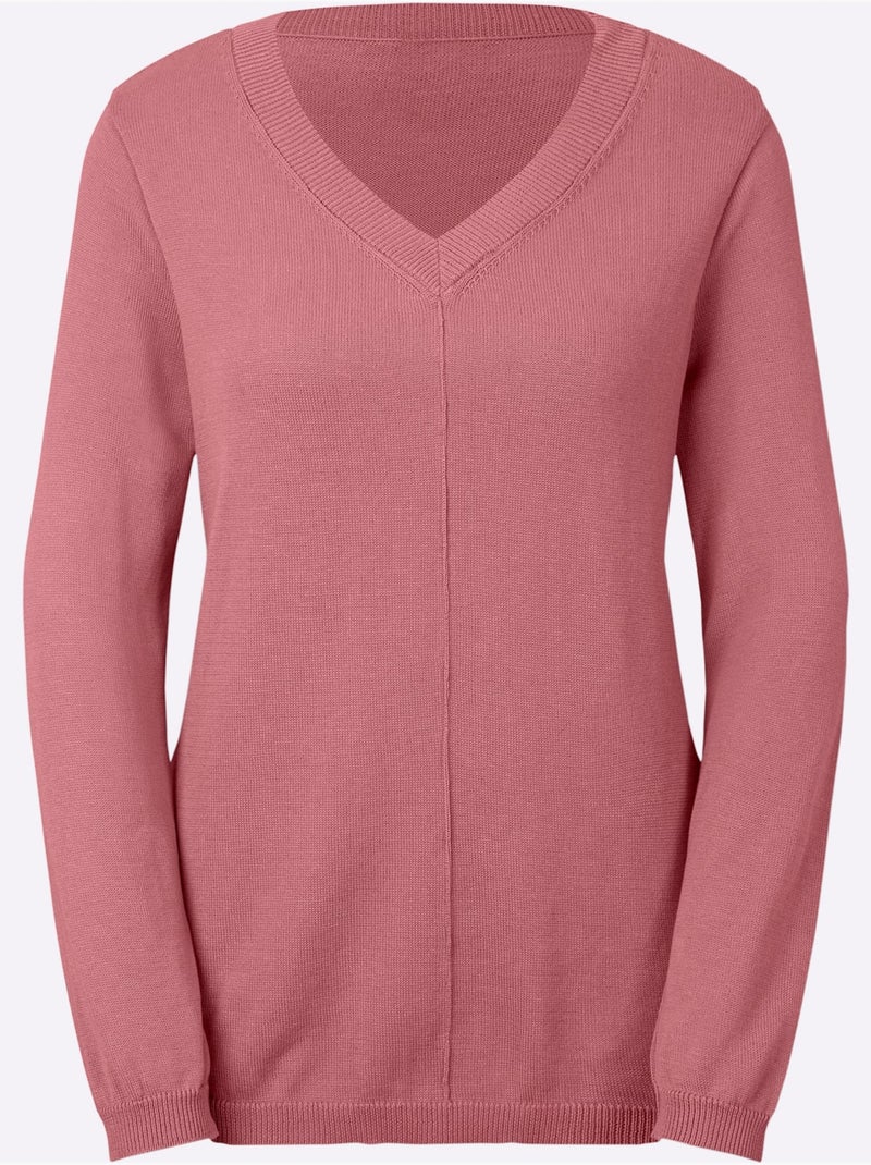 Pull à encolure en v 100% coton pima - taille standard - witt Bruyère/Menthe - Kiabi