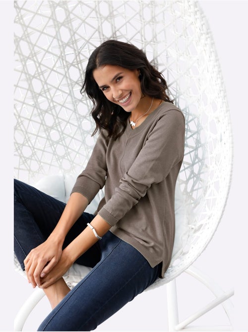 Pull à encolure en v 100% coton pima - taille standard - witt - Kiabi