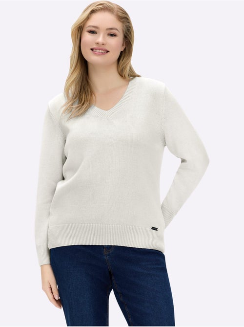 Pull à Encolure En V 50% Coton - Taille Standard - Witt - Kiabi