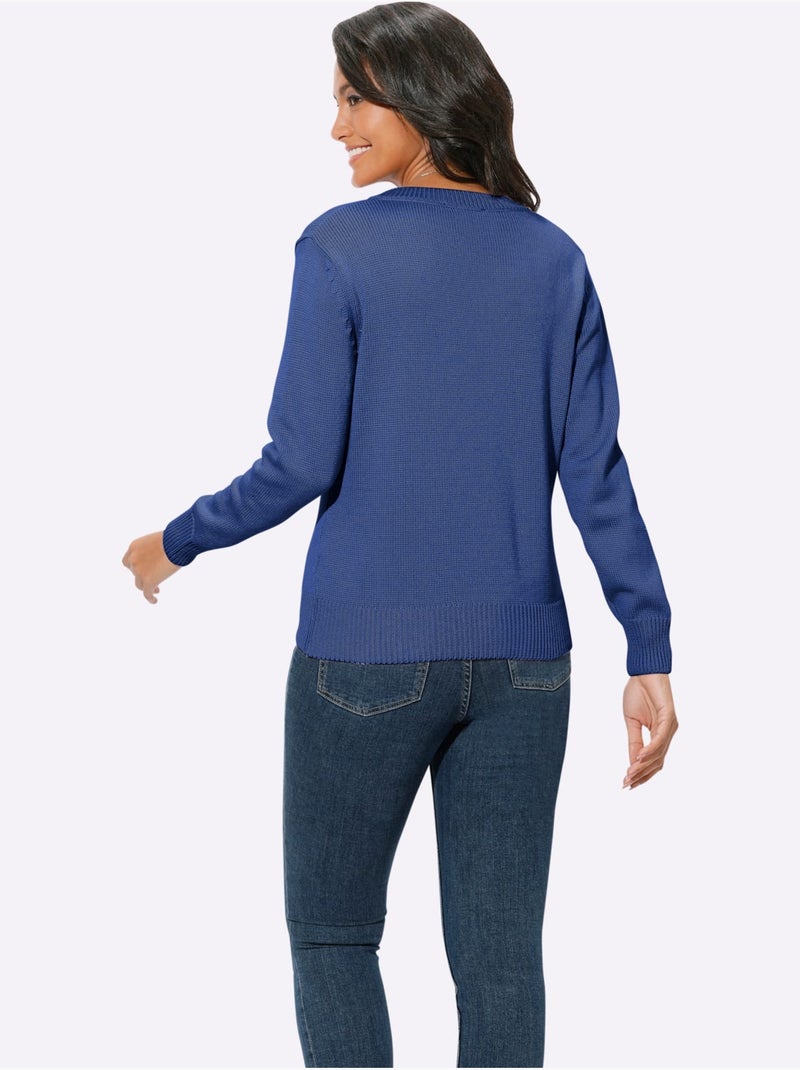 Pull à Encolure En V 50% Coton - Taille Standard - Witt Bleu roi - Kiabi