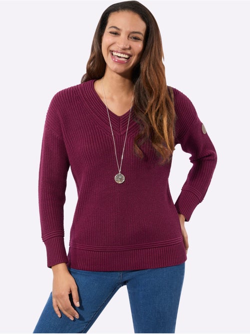 Pull à encolure en v 50% coton - taille standard - witt - Kiabi