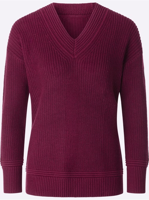 Pull à encolure en v 50% coton - taille standard - witt - Kiabi