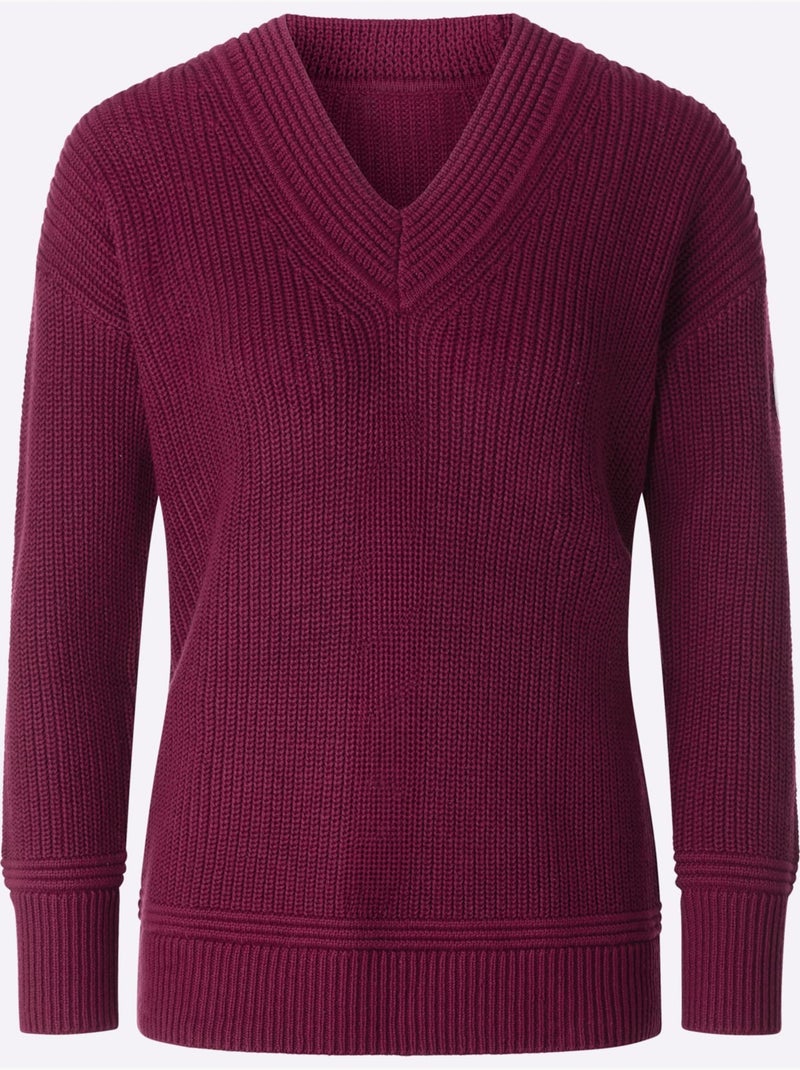 Pull à encolure en v 50% coton - taille standard - witt Bordeaux - Kiabi