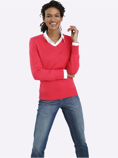 Pull à Encolure En V 50% Coton - Taille Standard - Witt - Kiabi