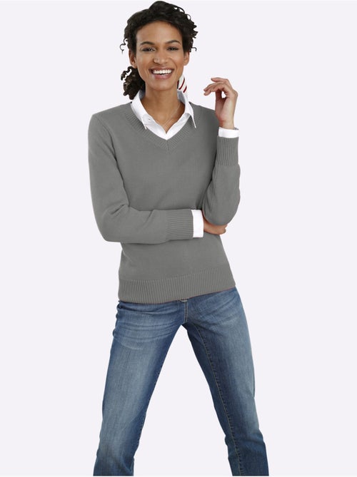 Pull à Encolure En V 50% Coton - Taille Standard - Witt - Kiabi