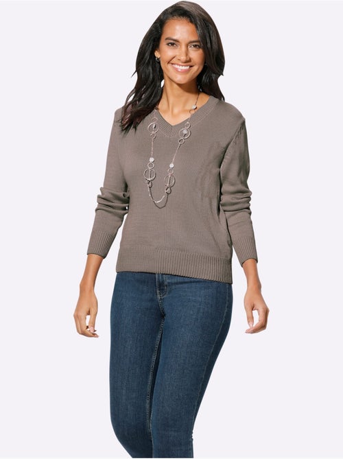 Pull à Encolure En V 50% Coton - Taille Standard - Witt - Kiabi