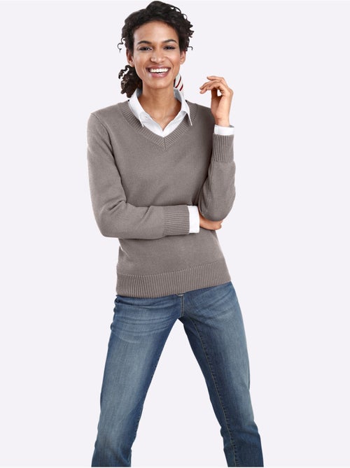 Pull à Encolure En V 50% Coton - Taille Standard - Witt - Kiabi