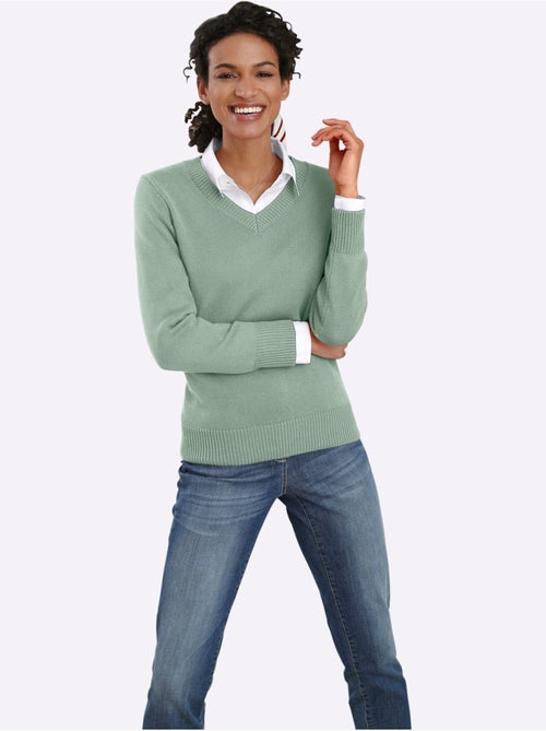 Pull à Encolure En V 50% Coton - Taille Standard - Witt - Kiabi Pull à Encolure En V 50% Coton - Taille Standard - Witt - Kiabi