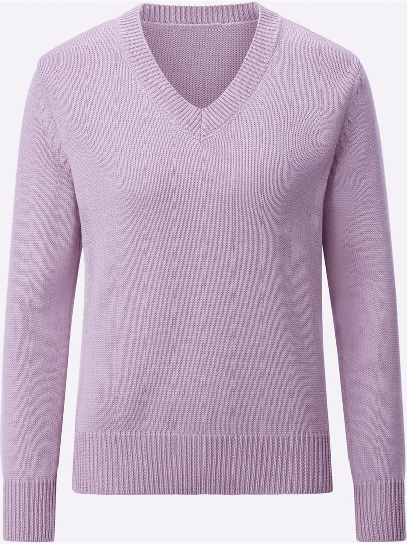 Pull à Encolure En V 50% Coton - Taille Standard - Witt Parme - Kiabi
