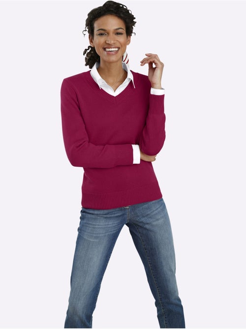 Pull à Encolure En V 50% Coton - Taille Standard - Witt - Kiabi