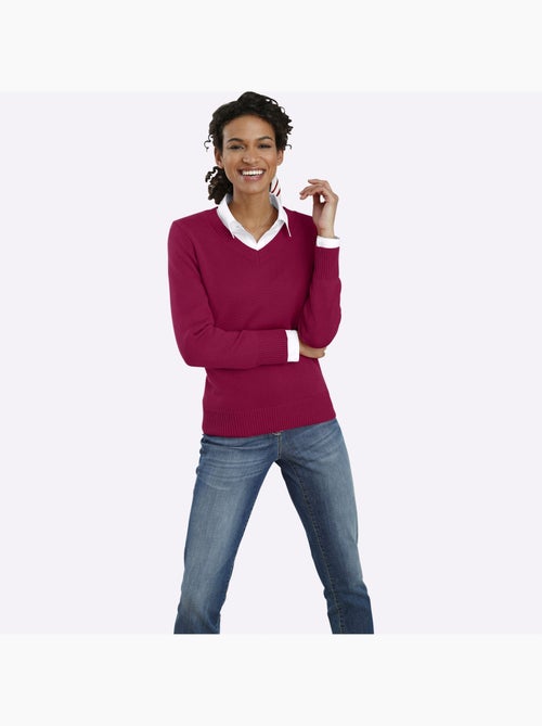 Pull à Encolure En V 50% Coton - Taille Standard - Witt - Kiabi