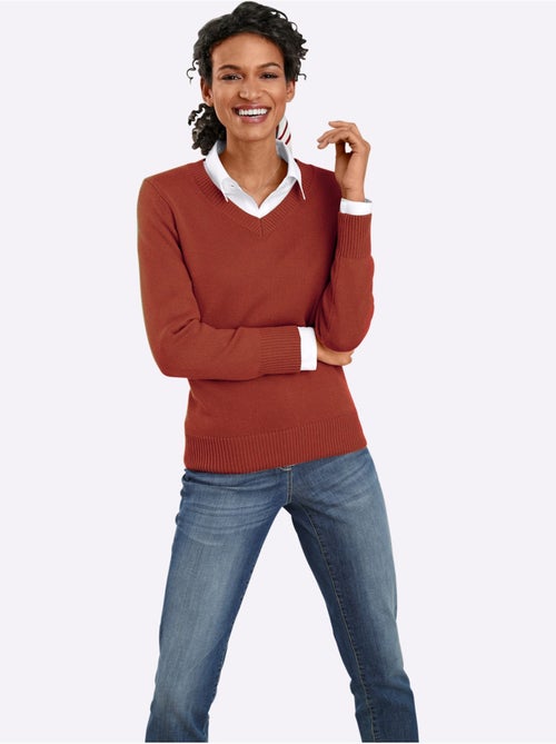 Pull à Encolure En V 50% Coton - Taille Standard - Witt - Kiabi