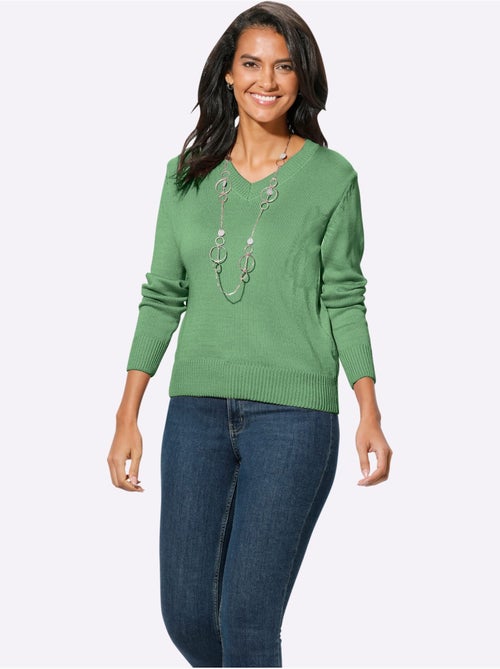 Pull à Encolure En V 50% Coton - Taille Standard - Witt - Kiabi Pull à Encolure En V 50% Coton - Taille Standard - Witt - Kiabi