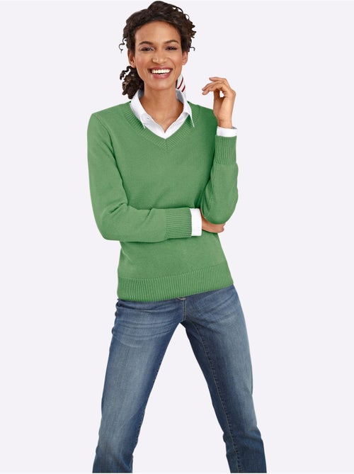 Pull à Encolure En V 50% Coton - Taille Standard - Witt - Kiabi Pull à Encolure En V 50% Coton - Taille Standard - Witt - Kiabi