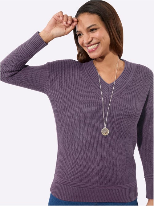 Pull à encolure en v 50% coton - taille standard - witt - Kiabi Pull à encolure en v 50% coton - taille standard - witt - Kiabi