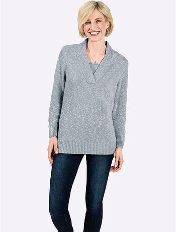 Pull à encolure en v aspect chiné - taille standard - witt