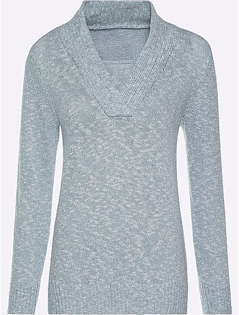 Pull à encolure en v aspect chiné - taille standard - witt