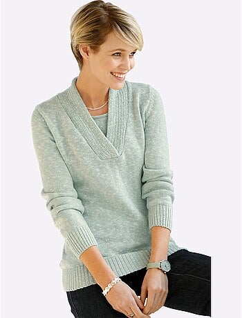Pull à encolure en v aspect chiné - taille standard - witt