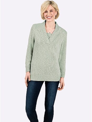 Pull à encolure en v aspect chiné - taille standard - witt