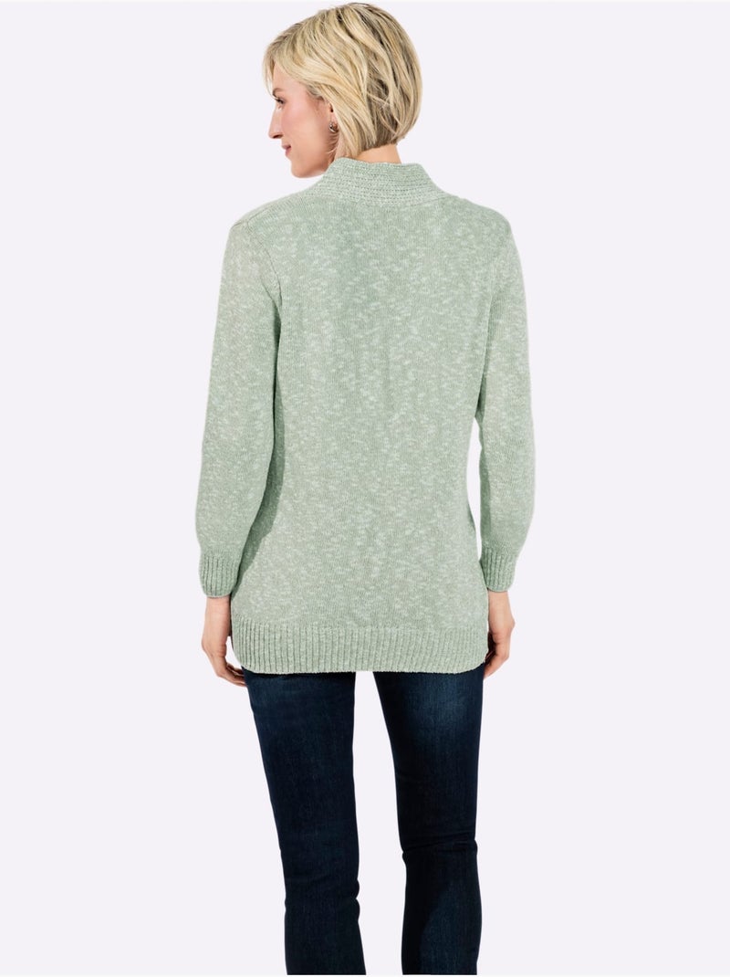 Pull à encolure en v aspect chiné - taille standard - witt Menthe - Kiabi