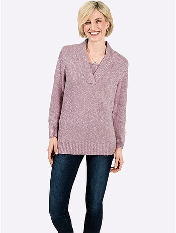 Pull à encolure en v aspect chiné - taille standard - witt