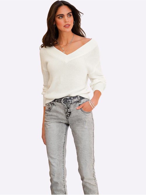 Pull à Encolure En V Encolure En V Affinante - Taille Standard - helline - Kiabi