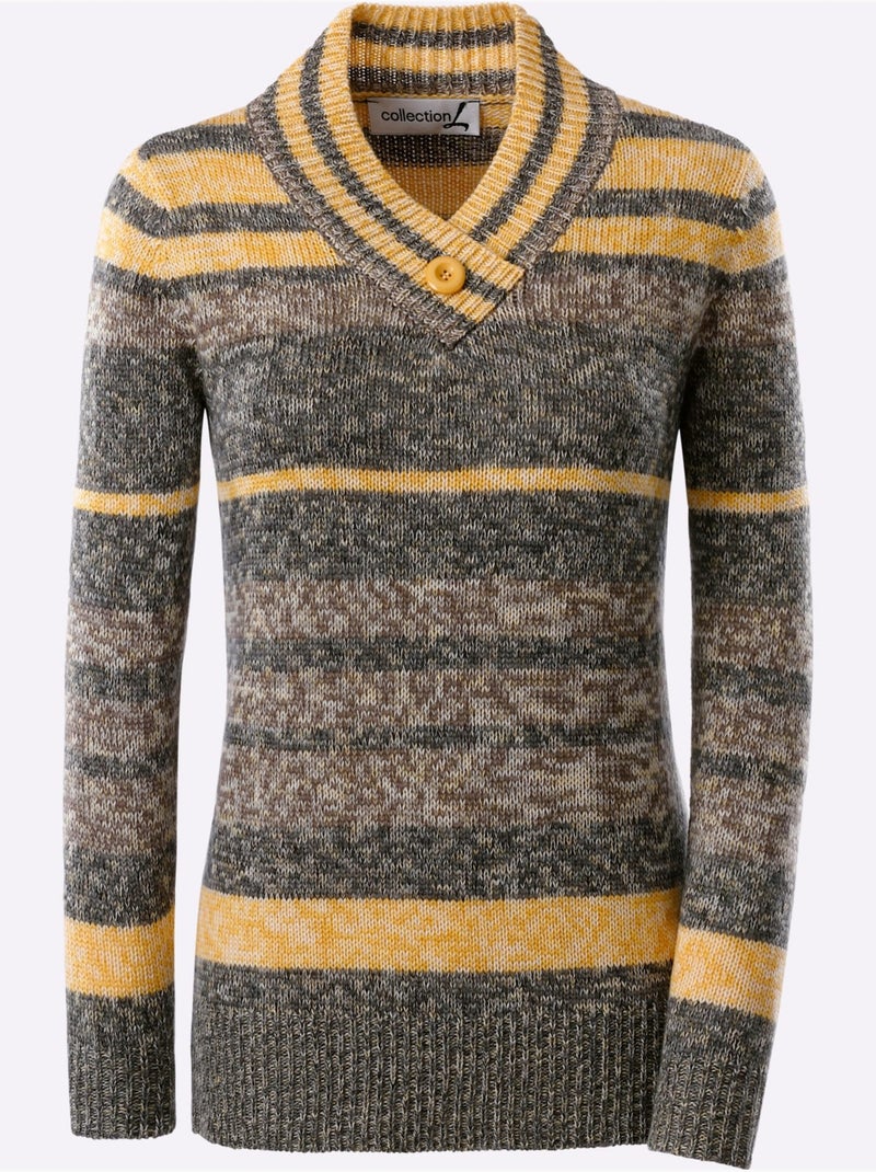 Pull à encolure en v encolure en v chevauchante - taille standard - witt Gris - Kiabi
